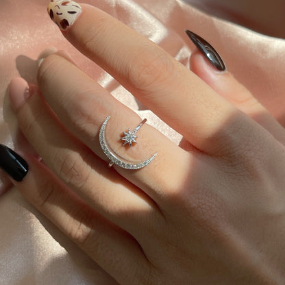 [Lumi Jewelry]Eternity Moon & Star Ring