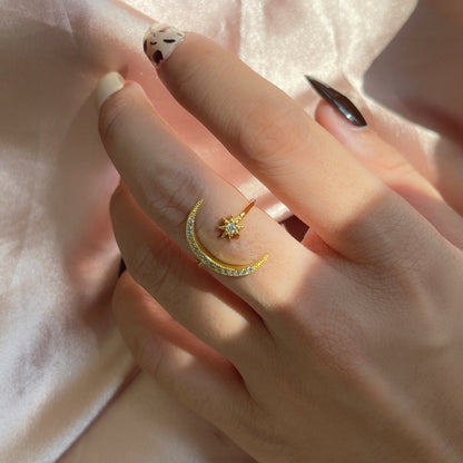 [Lumi Jewelry]Eternity Moon & Star Ring