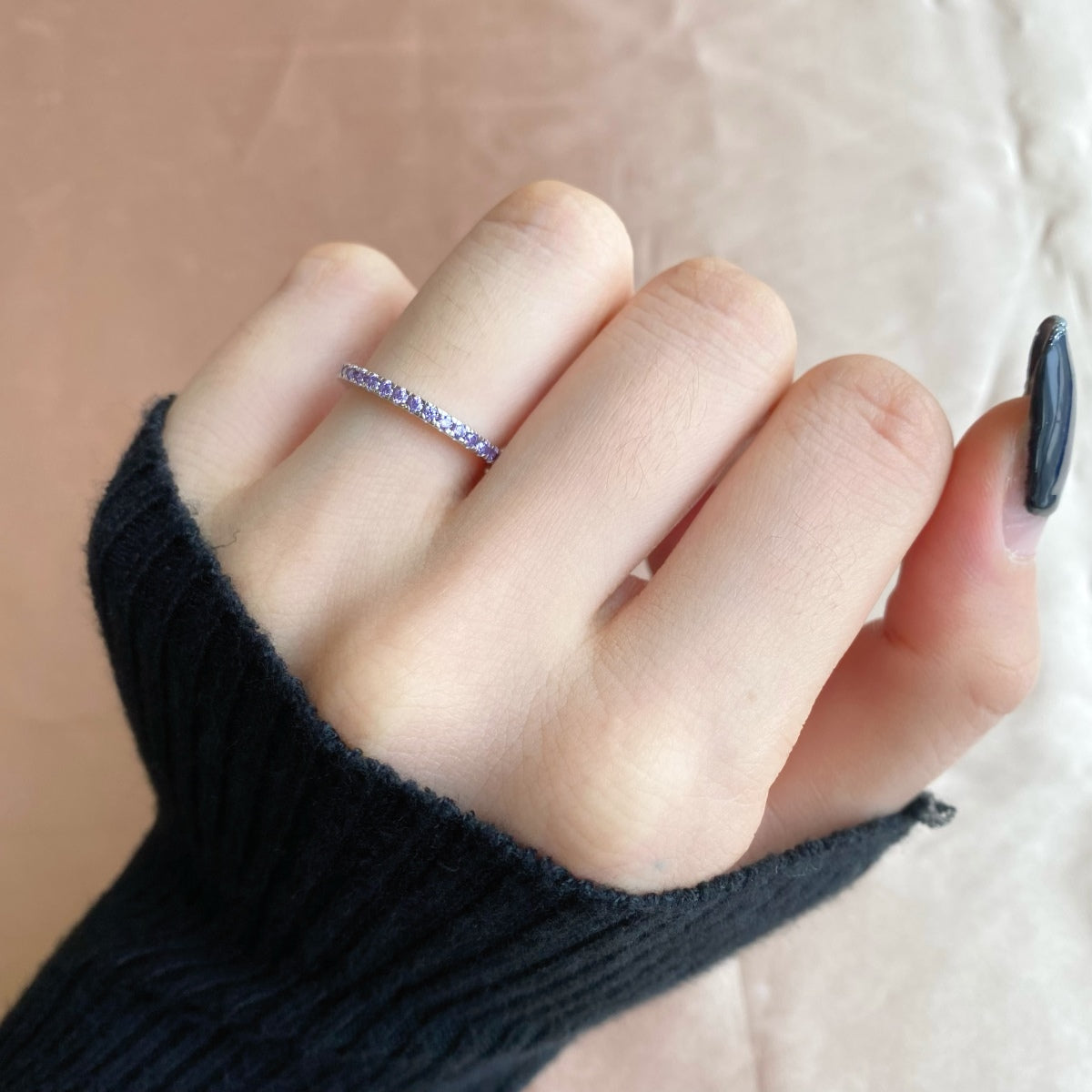 [Lumi Jewelry]Delicate Sparkling Round Cut Daily Ring