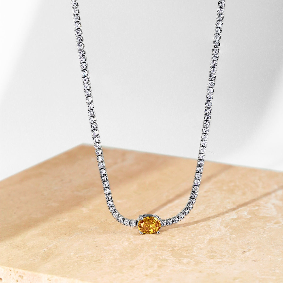 [Lumi Jewelry]1.0 Carat Shining Oval Cut Necklace