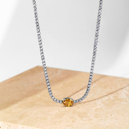 [Lumi Jewelry]1.0 Carat Shining Oval Cut Necklace