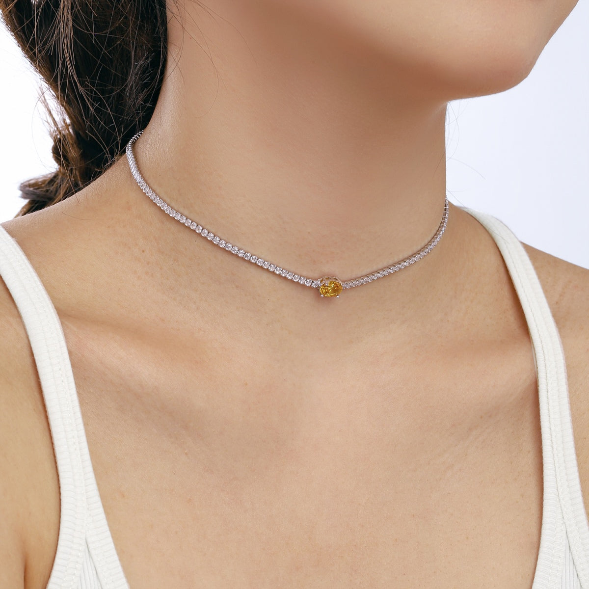 [Lumi Jewelry]1.0 Carat Shining Oval Cut Necklace