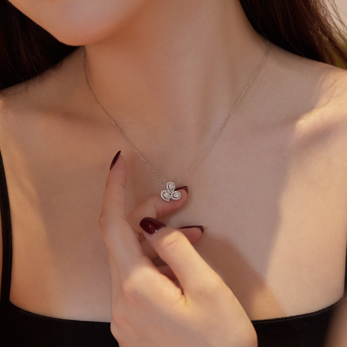 [Lumi Jewelry]Elegant Flower Shape Pear Cut Necklace