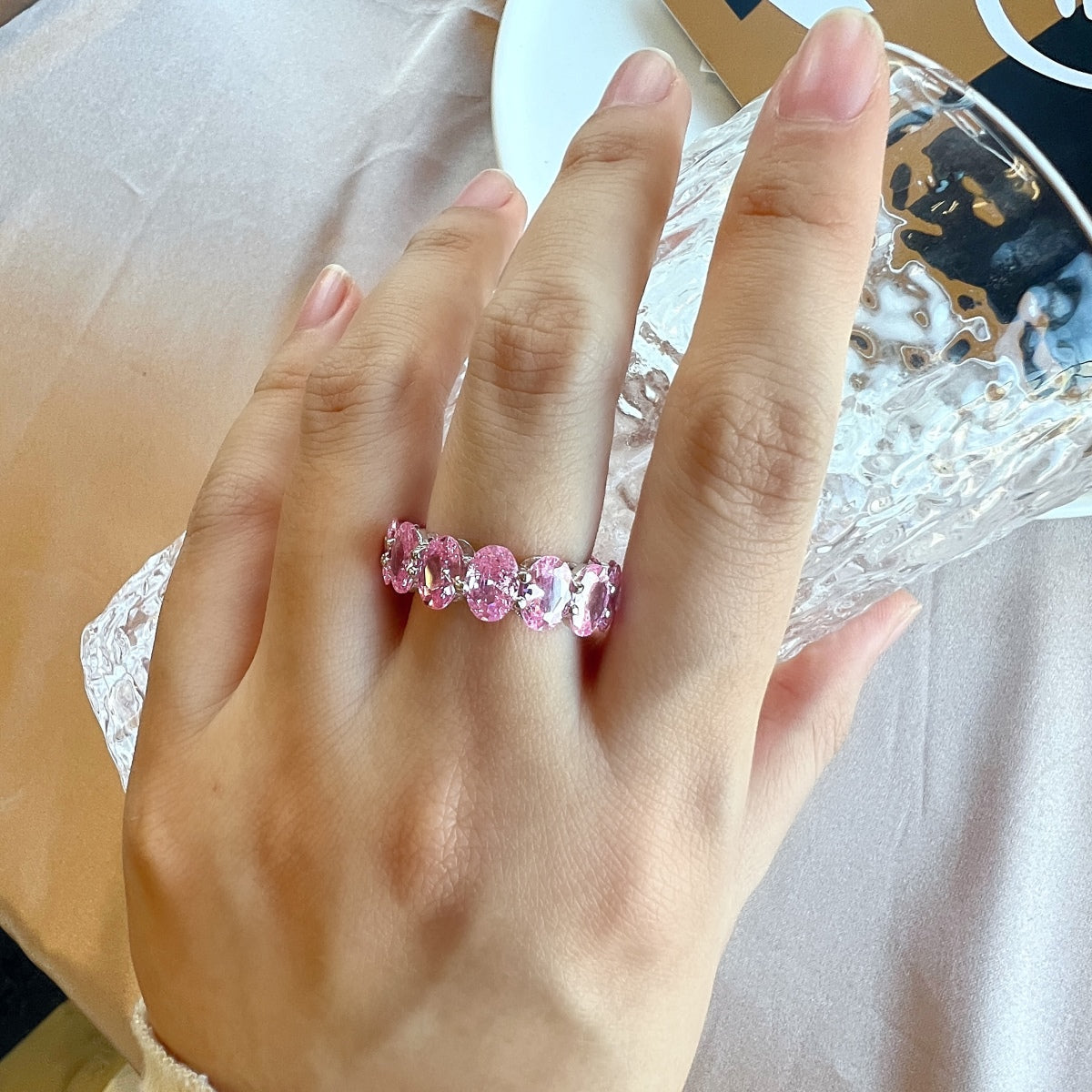 [Lumi Jewelry]Dainty Elongated Cushion Cut Tennis Ring