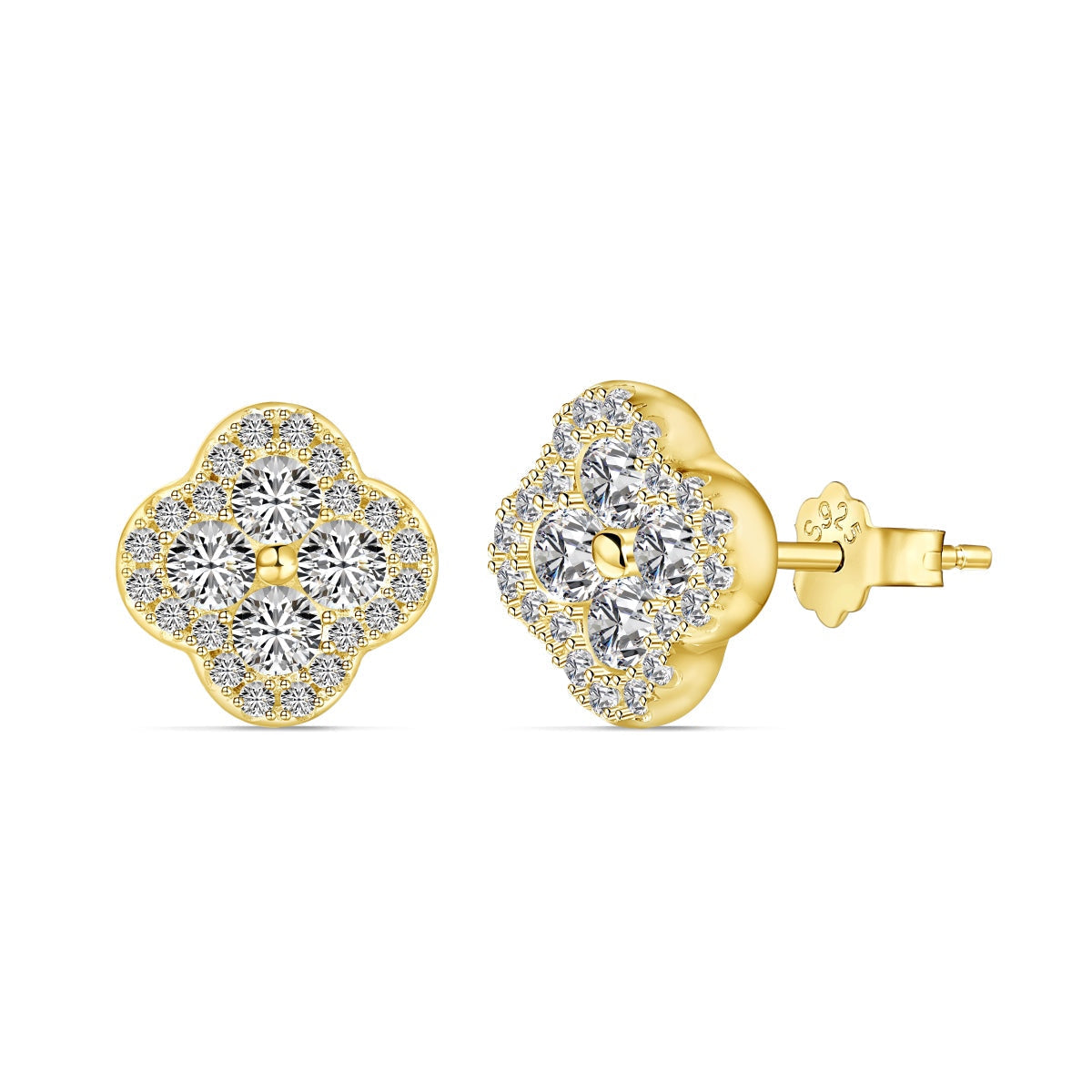 [Lumi Jewelry]Four-Leaf Clover Flower Shaped Earrings