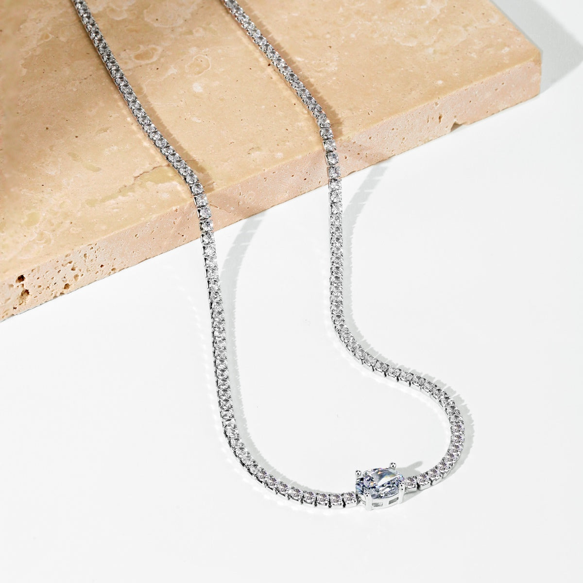 [Lumi Jewelry]1.0 Carat Shining Oval Cut Necklace