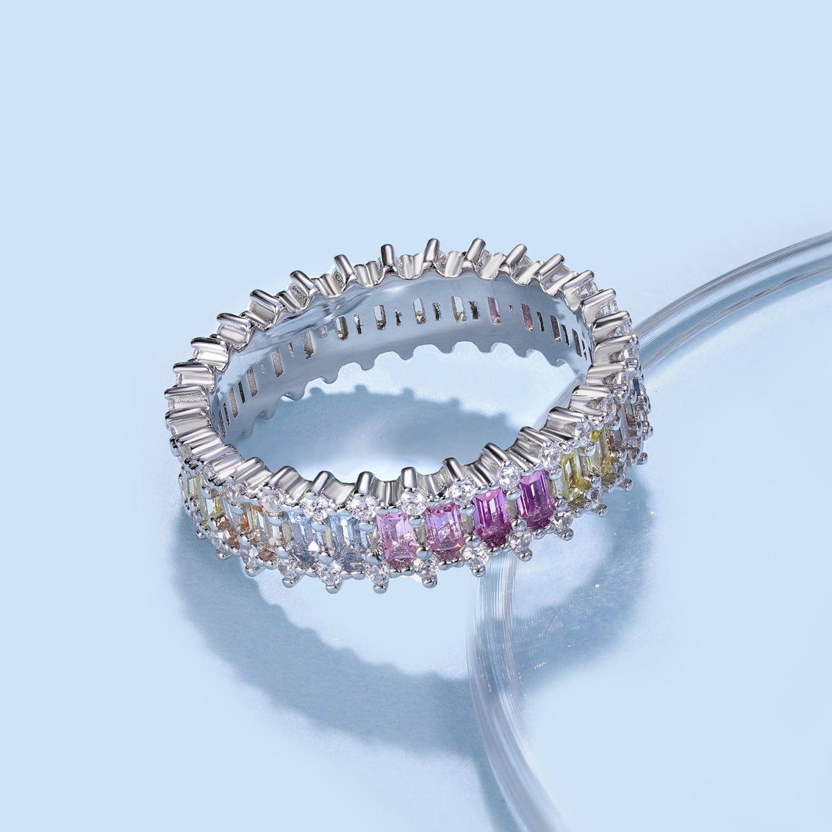 [Lumi Jewelry]Splashy Ornate Emerald Cut Cocktail Ring