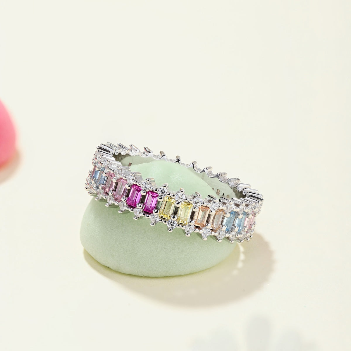 [Lumi Jewelry]Splashy Ornate Emerald Cut Cocktail Ring