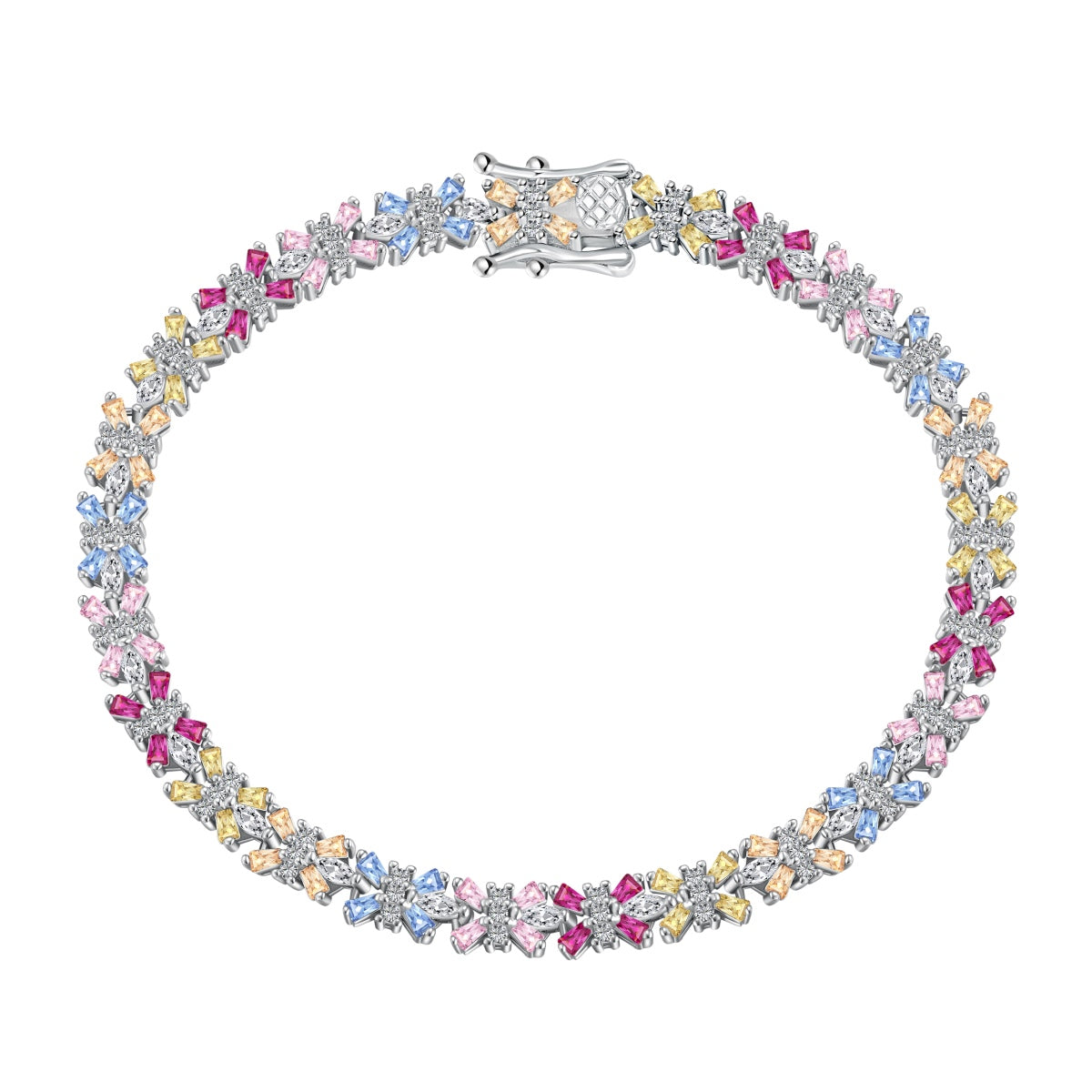 [Lumi Jewelry]Radiant Colorful Emerald Cut Party Bracelet