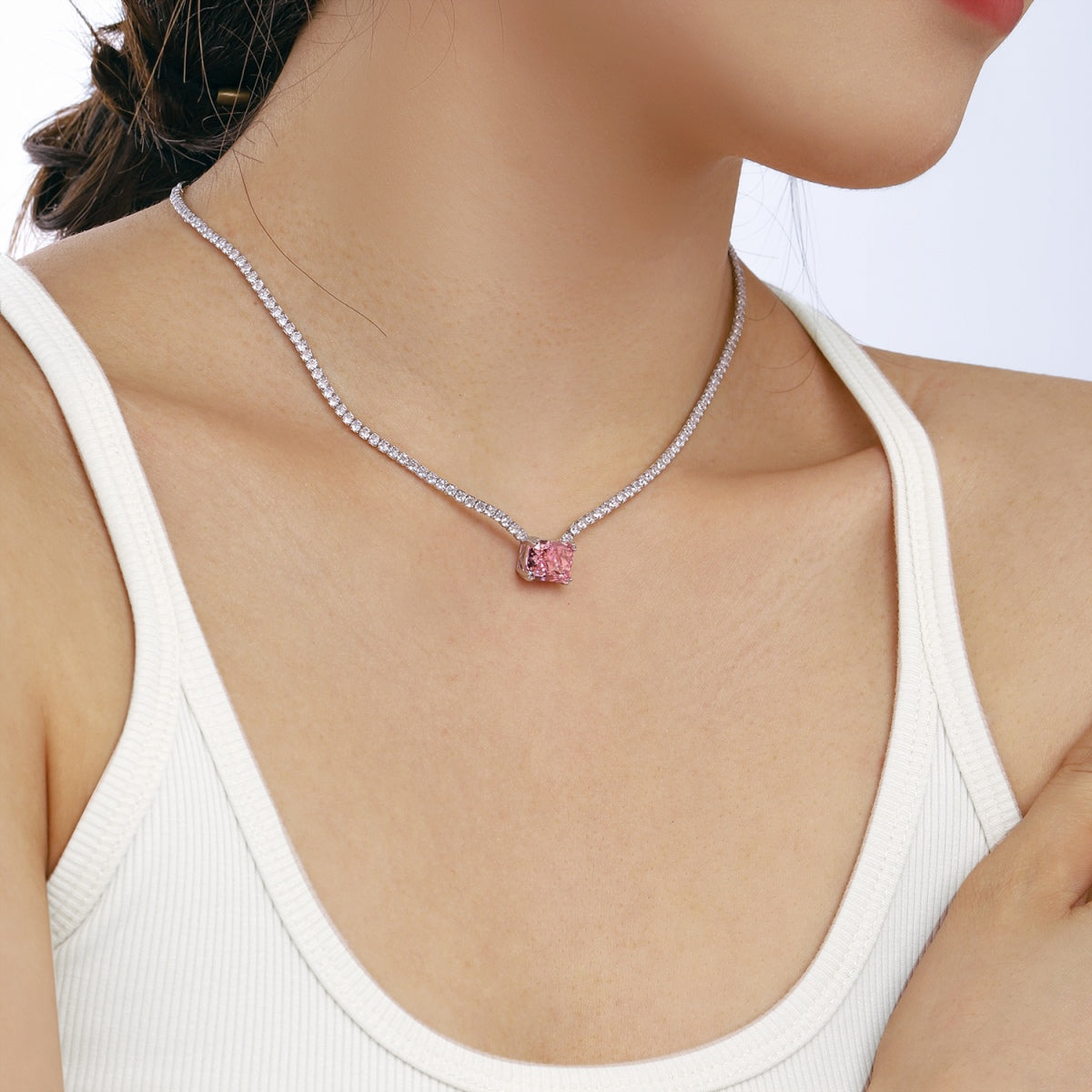 [Lumi Jewelry]4.0 Carat Elegant Radiant Cut Necklace
