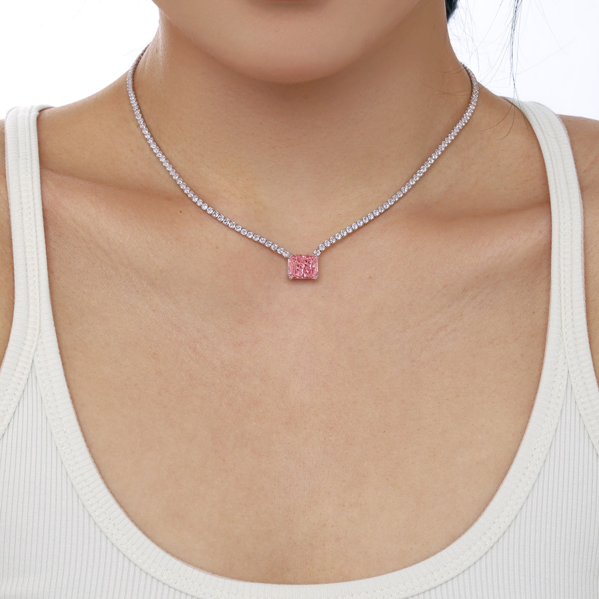 [Lumi Jewelry]4.0 Carat Elegant Radiant Cut Necklace