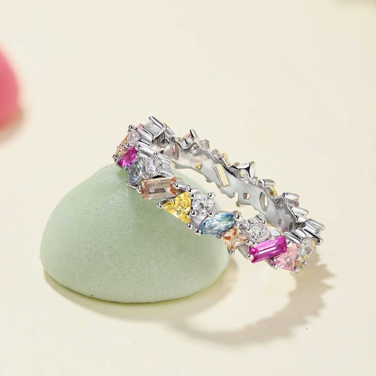 [Lumi Jewelry]Dazzling Polychromatic Multi cut Daily Ring