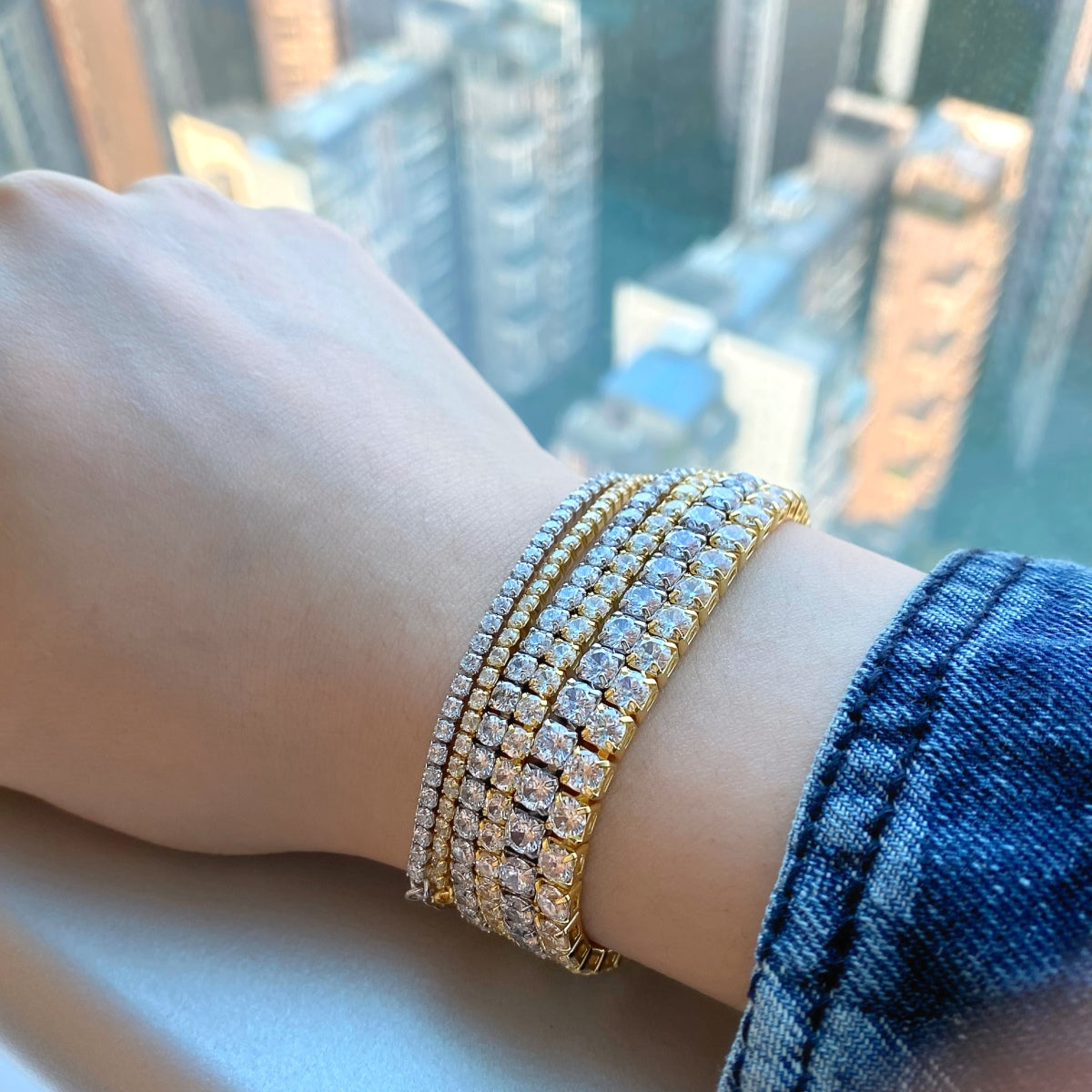 [Lumi Jewelry]Sparkling Radiant Princess Cut Tennis Bracelet