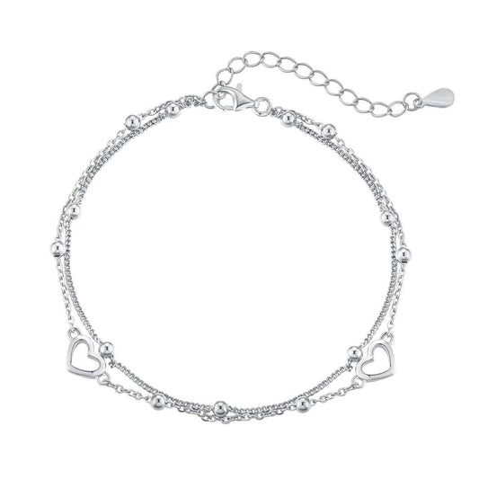 [Lumi Jewelry]Dainty Double Layer Love Heart Bracelet