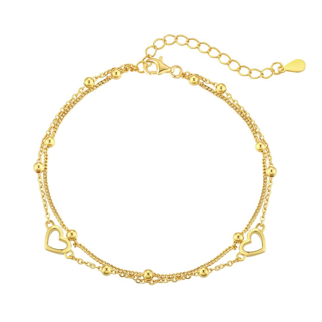 [Lumi Jewelry]Dainty Double Layer Love Heart Bracelet