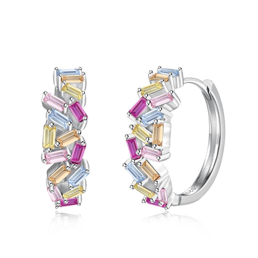 [Lumi Jewelry]Dazzling Colorful Emerald Cut Daily Earrings