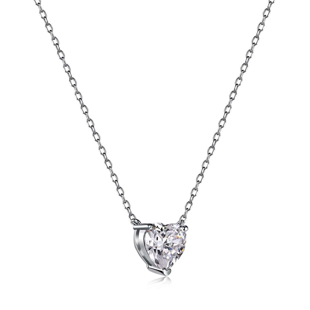 [Lumi Jewelry]Heart Shape Main Stone Pendant Collarbone Necklace