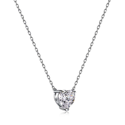 [Lumi Jewelry]Heart Shape Main Stone Pendant Collarbone Necklace