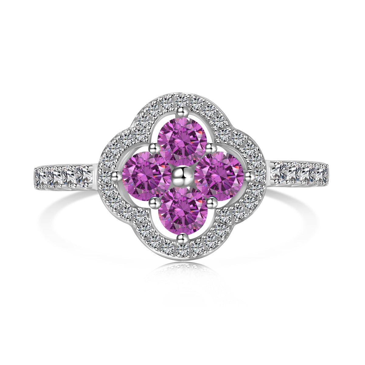 [Lumi Jewelry]Four Leaf Clover Flower Design Ring