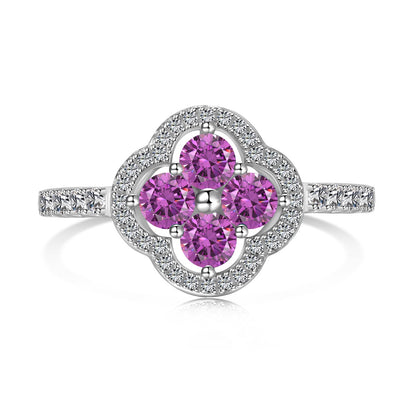 [Lumi Jewelry]Four Leaf Clover Flower Design Ring