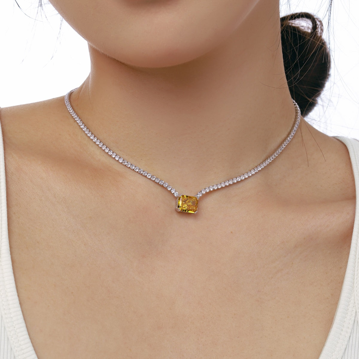 [Lumi Jewelry]4.0 Carat Elegant Radiant Cut Necklace