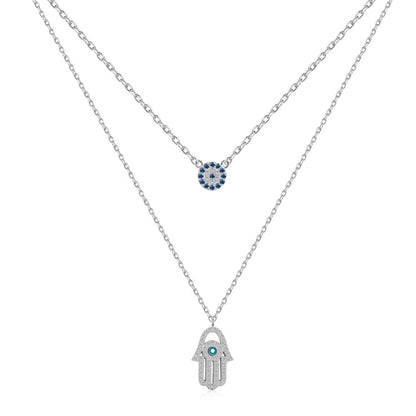 [Lumi Jewelry]Demon Eye Hamsa Palm Necklace