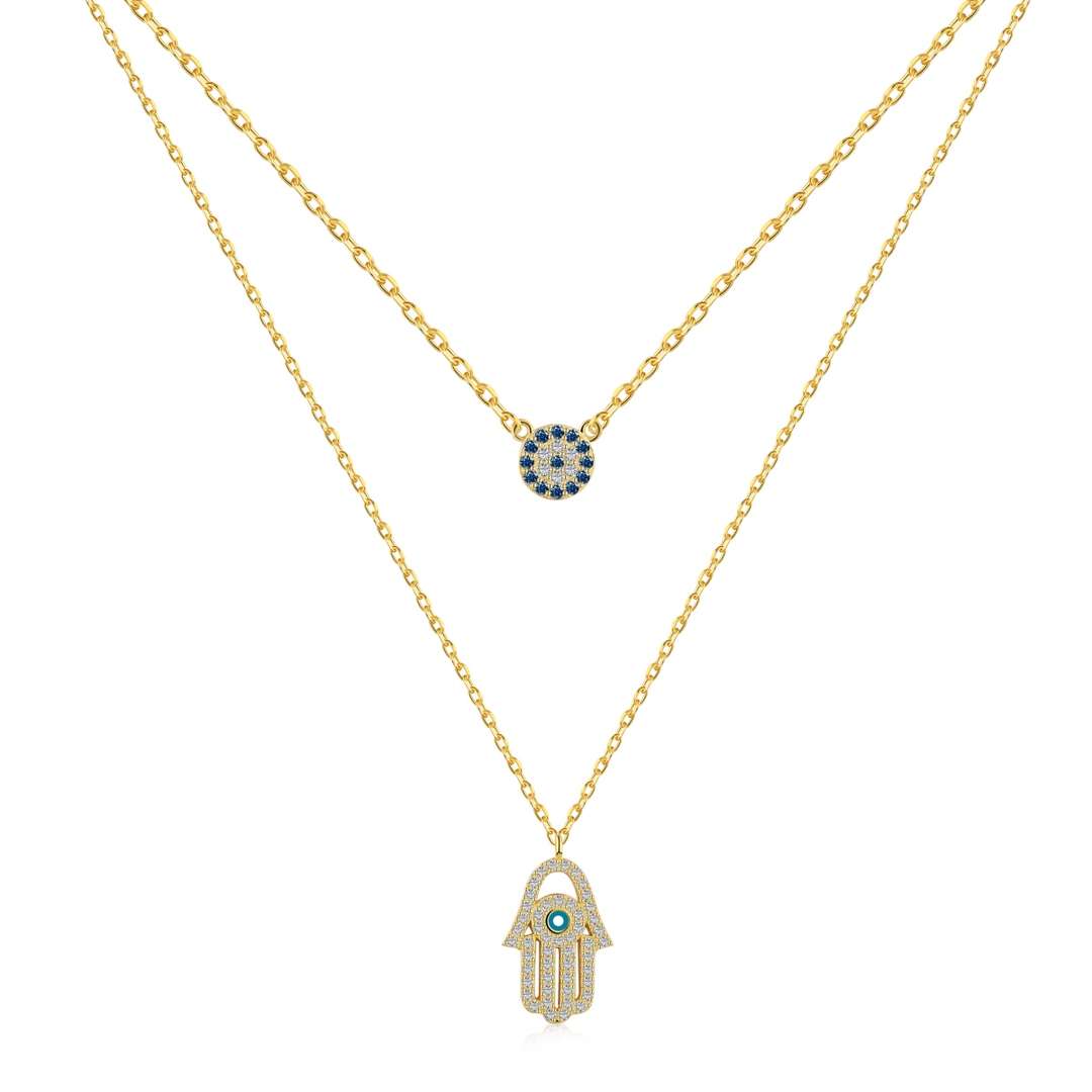 [Lumi Jewelry]Demon Eye Hamsa Palm Necklace