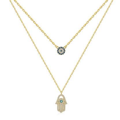 [Lumi Jewelry]Demon Eye Hamsa Palm Necklace