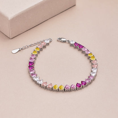 [Lumi Jewelry]Luxurious Colorful Romantic Heart Shape Lover Bracelet