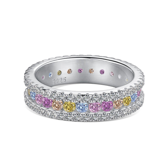 [Lumi Jewelry]Delicate Colorful Round Cut Daily Ring