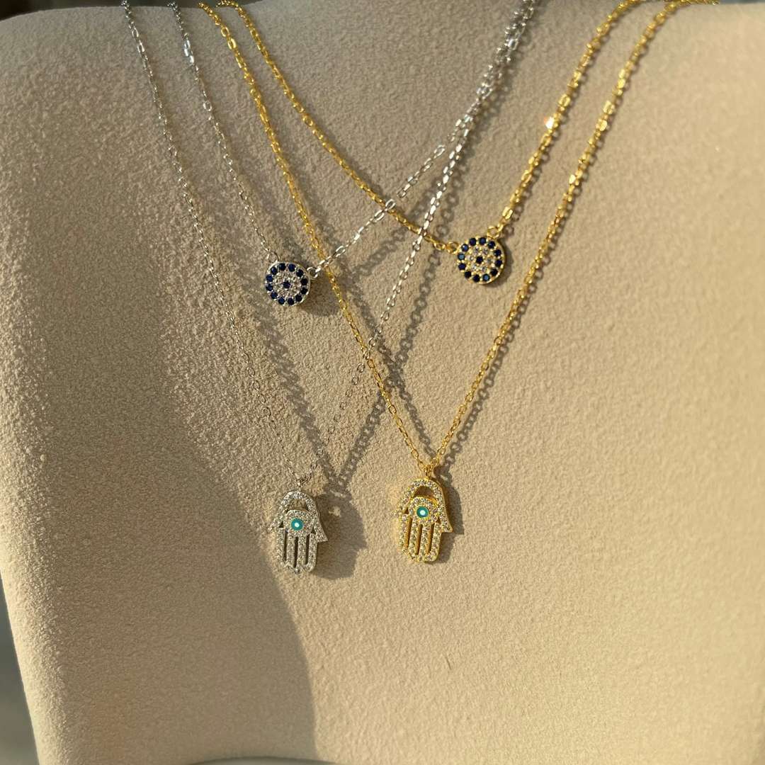 [Lumi Jewelry]Demon Eye Hamsa Palm Necklace