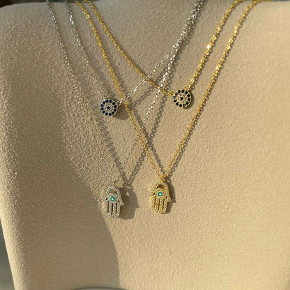 [Lumi Jewelry]Demon Eye Hamsa Palm Necklace