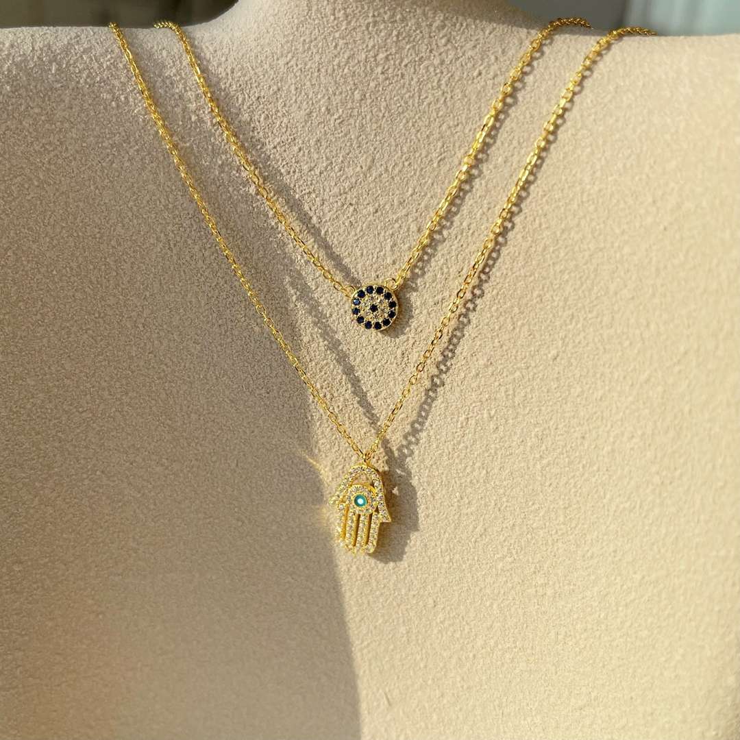 [Lumi Jewelry]Demon Eye Hamsa Palm Necklace