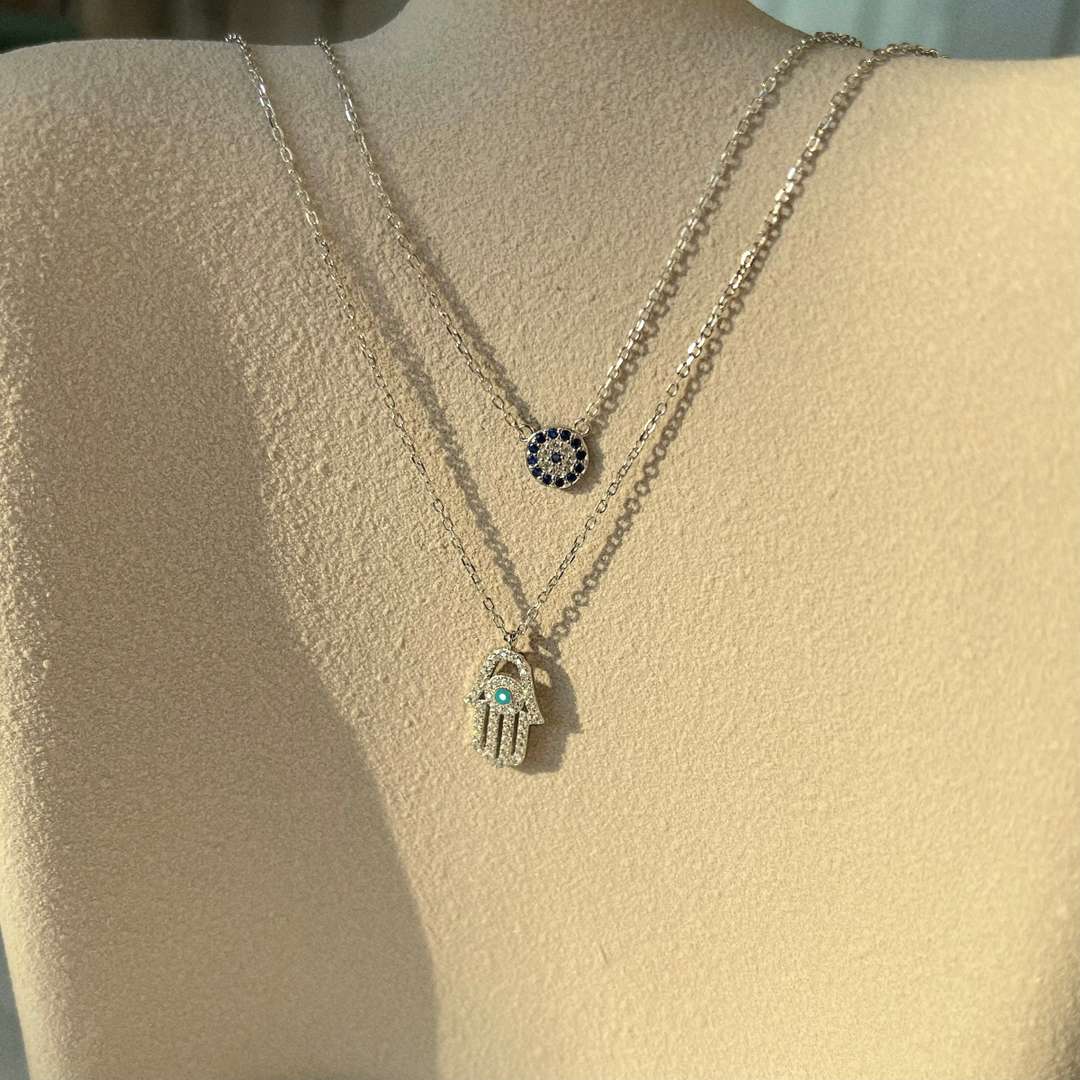 [Lumi Jewelry]Demon Eye Hamsa Palm Necklace
