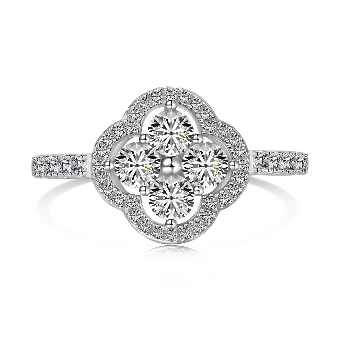 [Lumi Jewelry]Four Leaf Clover Flower Design Ring