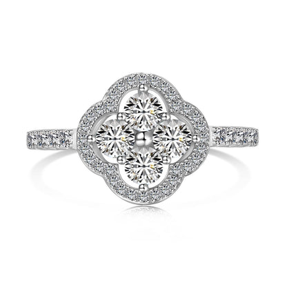 [Lumi Jewelry]Four Leaf Clover Flower Design Ring