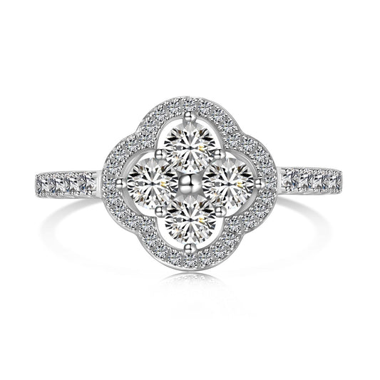 [Lumi Jewelry]Four Leaf Clover Flower Design Ring