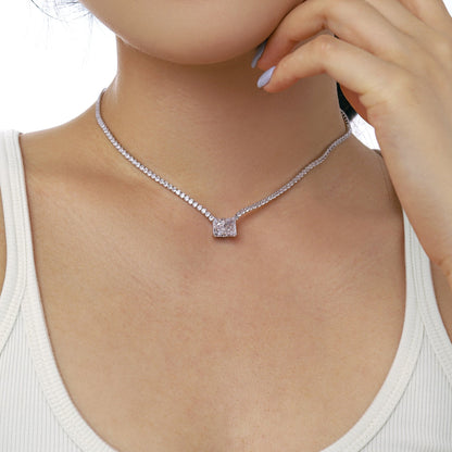 [Lumi Jewelry]4.0 Carat Elegant Radiant Cut Necklace