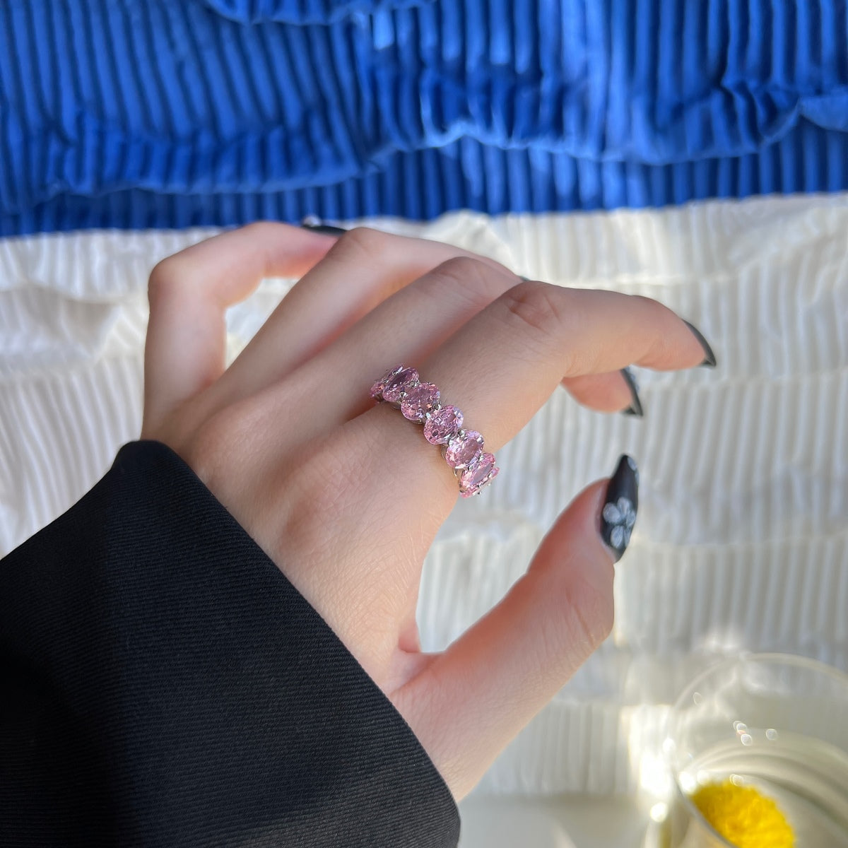 [Lumi Jewelry]Dainty Elongated Cushion Cut Tennis Ring