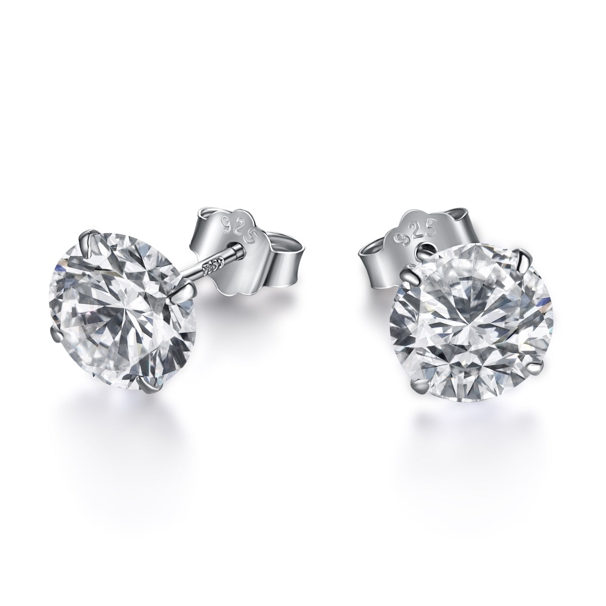 [Lumi Jewelry]Stylish Shiny Round Center Stone Stud Earrings