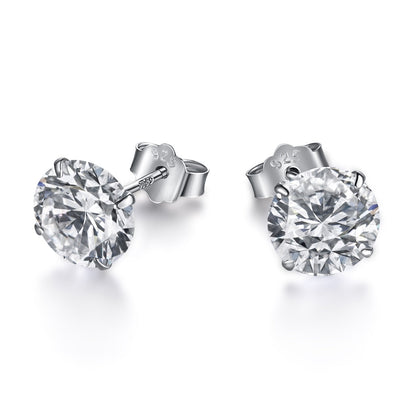 [Lumi Jewelry]Stylish Shiny Round Center Stone Stud Earrings