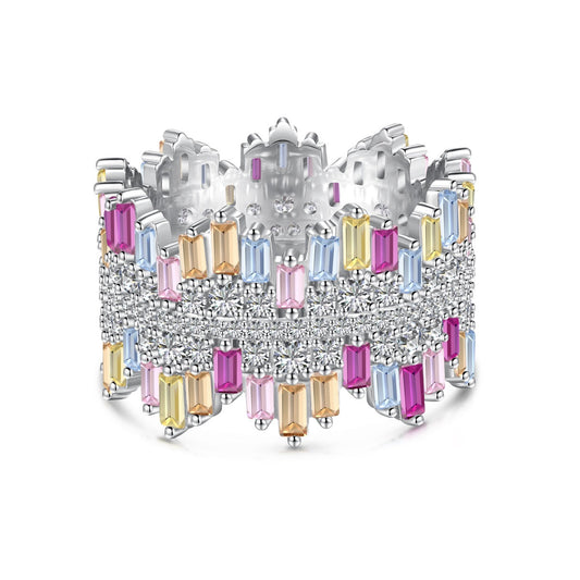 [Lumi Jewelry]Luxurious Colorful Radiant Cut Daily Ring