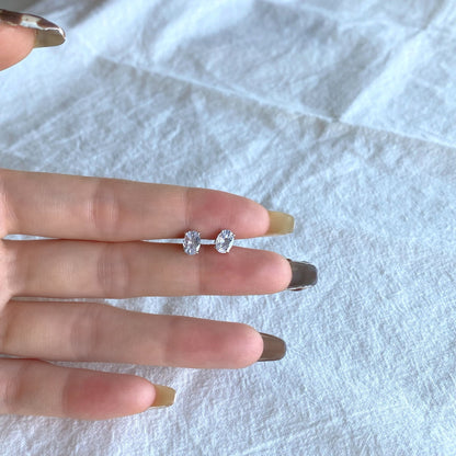[Lumi Jewelry]Oval Classic Dignified Elegant Earrings