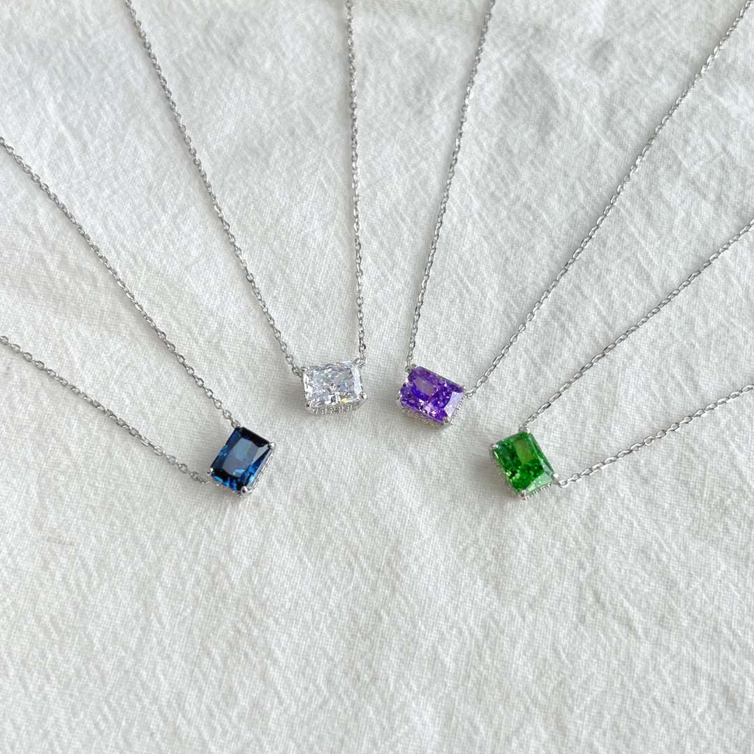 [Lumi Jewelry]Luxurious Square Shape Colorful Necalack