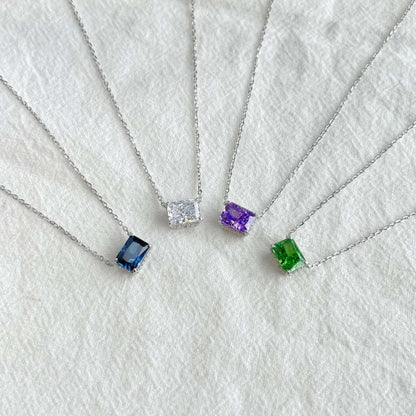 [Lumi Jewelry]Luxurious Square Shape Colorful Necalack