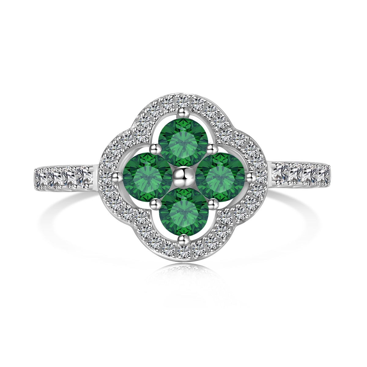 [Lumi Jewelry]Four Leaf Clover Flower Design Ring