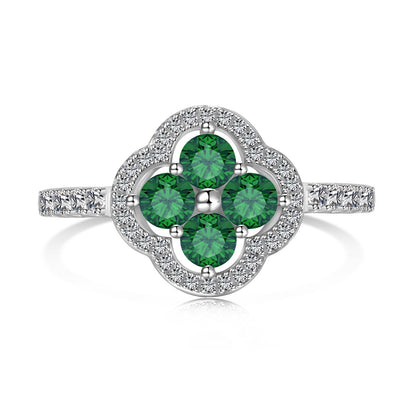 [Lumi Jewelry]Four Leaf Clover Flower Design Ring