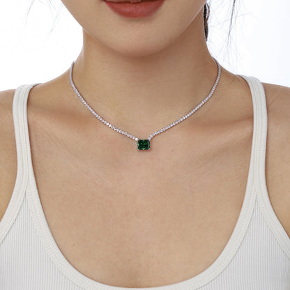 [Lumi Jewelry]4.0 Carat Elegant Radiant Cut Necklace