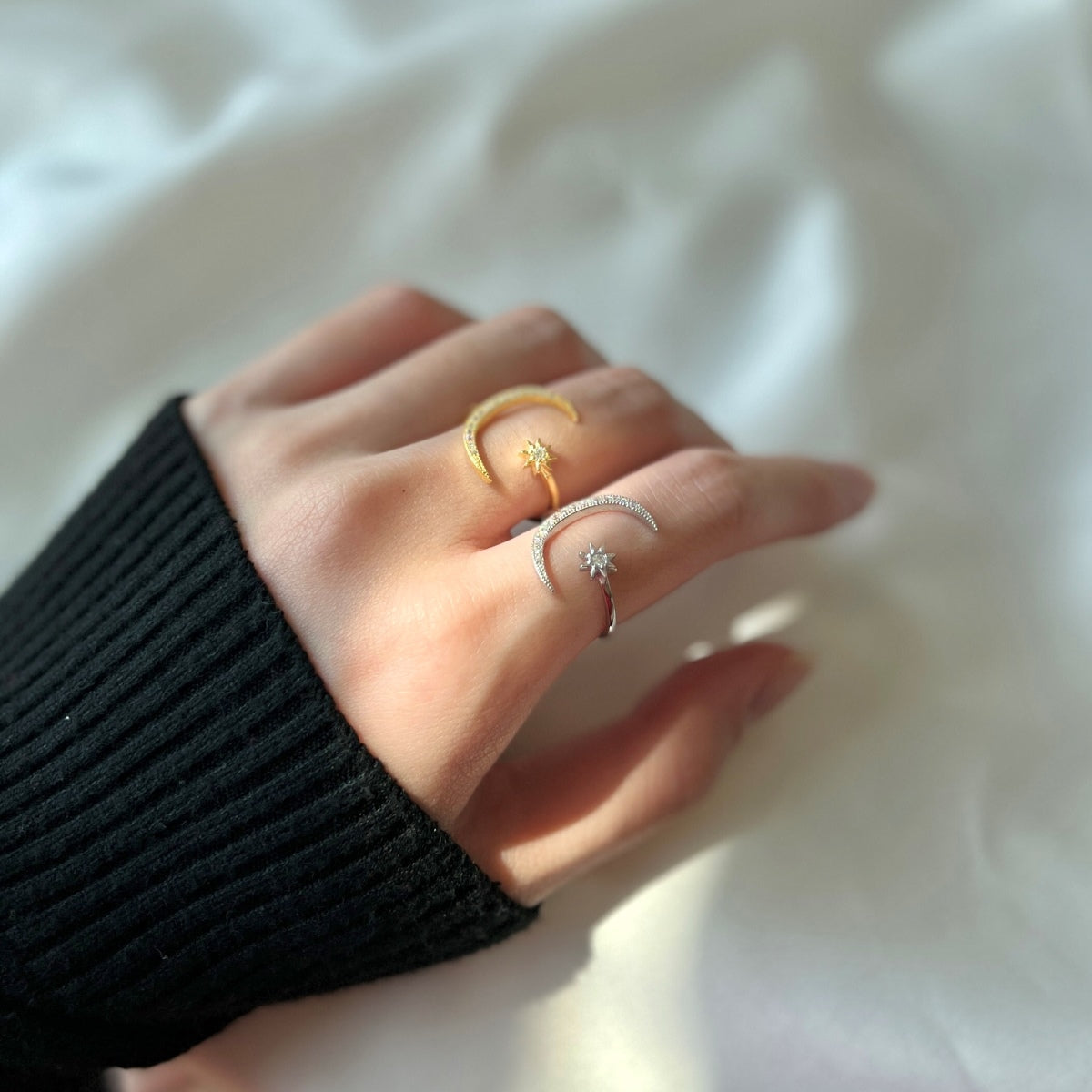 [Lumi Jewelry]Eternity Moon & Star Ring
