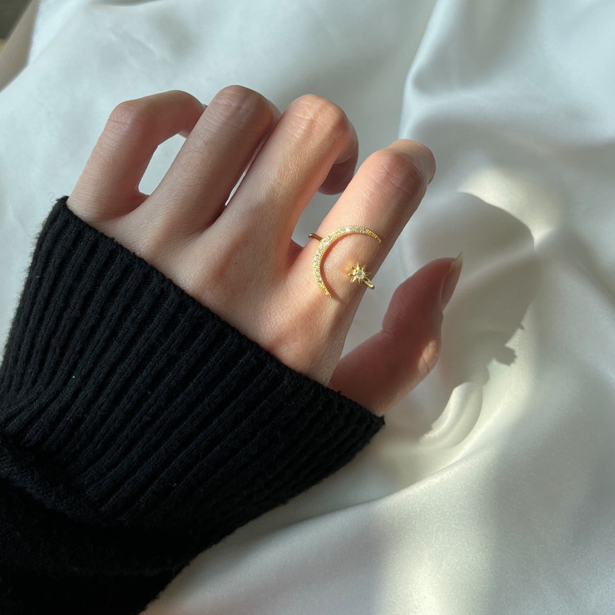 [Lumi Jewelry]Eternity Moon & Star Ring